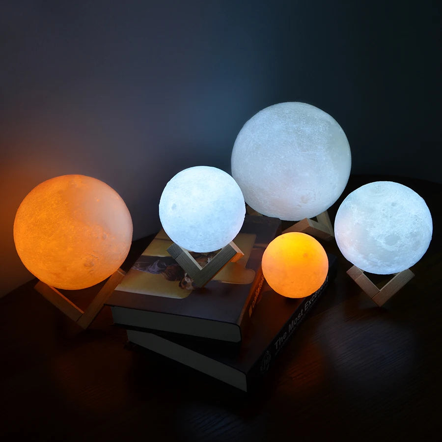 Dropship 3D Printed Star Moon Lights Colorful Rechargeable Touch Night Lamps Home Decor Creative Gift USB LED Night Light