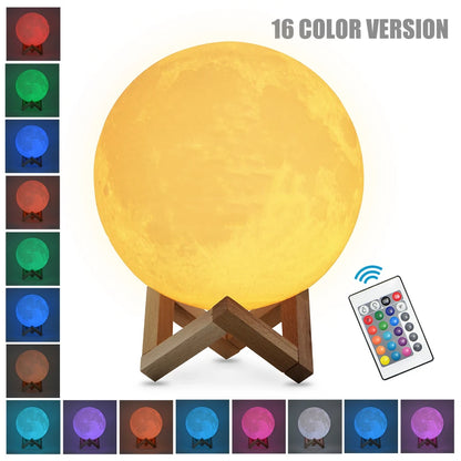 Dropship 3D Printed Star Moon Lights Colorful Rechargeable Touch Night Lamps Home Decor Creative Gift USB LED Night Light