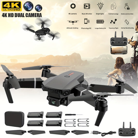 E88 Newest Dual Camera Foldable Drone With App Control, 4K Video, FPV Live Feed, RC Quadcopter For Adults & Kids - Christmas, Halloween, Birthday Gift (Batteries Included)